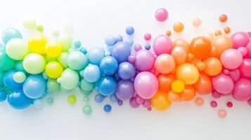 A vibrant array of multicolored spheres on a white background, perfect for creative and artistic projects. photo