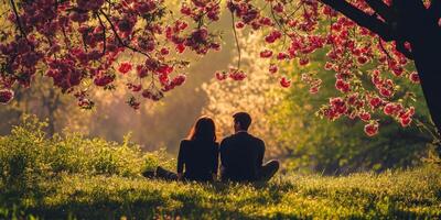 Couple Relaxing in Spring Park photo