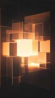 This abstract image features glowing cubes and transparent layers, creating a luminous composition that evokes depth and modern aesthetics. Perfect for design projects. photo