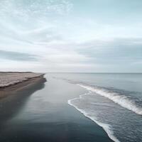 Serene Coastal Scene, Peaceful Beach and Ocean View photo