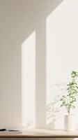 Breathtaking Minimalist Interior with Soft Shadows and Lush Greenery Infusion photo