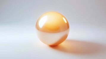 A glossy, reflective sphere with warm tones on a minimalist background, showcasing elegance and simplicity. photo