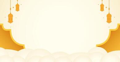 Ramadan kareem background with lamps and clouds vector