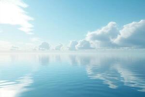 Serene Blue Water and Sky with Clouds photo