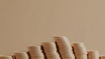 Arranged Stacks of Coins Representing Financial Growth and Wealth Accumulation photo