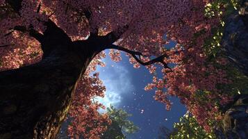 Pink Cherry Blossoms in Full Bloom photo