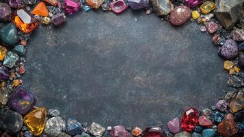A large collection of colorful gems and stones. Some are red, some are blue, and some are green photo