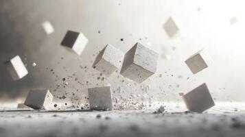 Floating Cubes Creating Abstract Art in a Dreamy Atmosphere photo