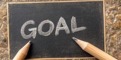 Close-up of a chalkboard with Goal photo