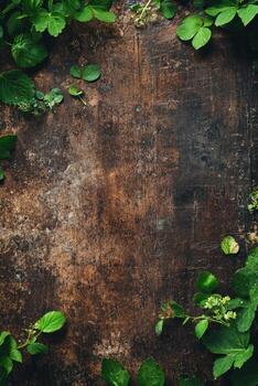un de madera antecedentes con verde hojas y vides el antecedentes es el principal atención de el imagen foto