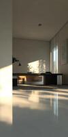 Embrace Minimalist Elegance, A Serene Interior Space Bathed in Soft Natural Light photo