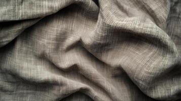 A piece of fabric with a pattern that is not very clear. The fabric is wrinkled and has a somewhat rough texture photo