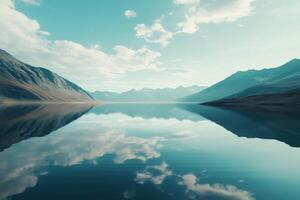 Serene Mountain Lake Reflection. photo