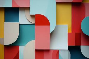 This image showcases a vibrant array of abstract geometric shapes in various colors, ideal for modern art concepts, backgrounds, and design inspiration. photo