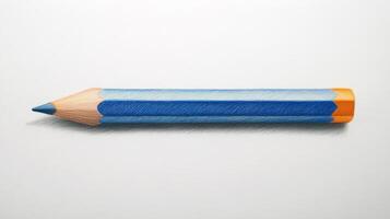Detailed image of a blue and orange colored pencil, perfect for themes of creativity, art, and design. photo