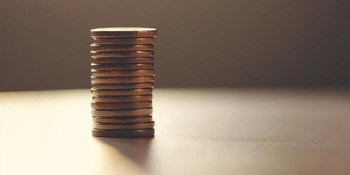 Stack of Coins Symbolizing Savings and Financial Growth in a Warm Light Setting photo
