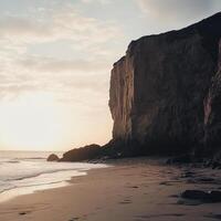 Coastal Cliff at Sunset photo