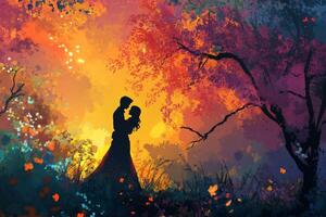 Loving Couple Embracing Nature's Beauty photo