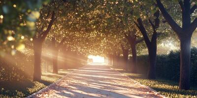 Golden Sunlight Path Through Trees photo