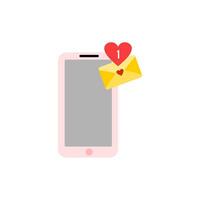 illustration of love message on mobile phone. love message as a symbol of getting message from lover. love message for decoration, template, icon, logo vector