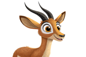 A gazelle's close-up, featuring large expressive eyes, sharp black horns, and soft, detailed fur, exuding elegance and alertness png