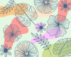 Exotic tropical soft colorful plant leaf botany pattern backgroundlayout banner textile motif print art editable vector