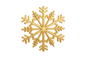 A contemporary golden snowflake with bold, interlocking branches and a visually striking pattern png