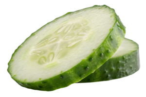 Two cucumber slices stacked, highlighting their smooth green skin, moist inner flesh, and evenly distributed seeds in the star-shaped core png
