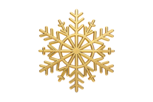 A clean and symmetrical golden snowflake design with sharp, geometric edges radiating elegance png