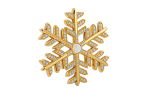 A golden snowflake adorned with sparkling diamond-like studs, radiating elegance and festive charm png