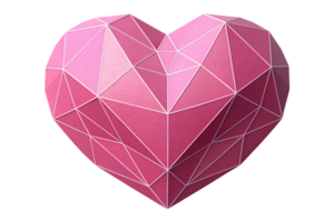 A pink polygonal heart design with sharp geometric lines, blending modern art and classic symbolism of love and affection png