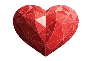A red heart with a deeper hue, geometric facets, and a balanced design, capturing love multifaceted and enduring nature png