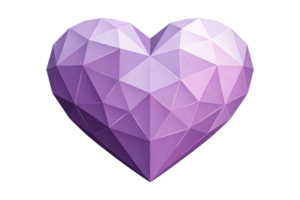 A lilac polygonal heart with a radiant glow, combining soft pastels and sharp angles, symbolizing delicate beauty and sentimentality png
