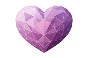 A lilac heart with white geometric outlines, emphasizing angular precision and balance, blending modern aesthetic and romantic symbolism png