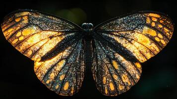 A butterfly with yellow and black wings photo