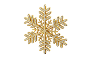A golden snowflake adorned with sparkling diamond-like studs, set against a transparent background, radiating elegance and festive charm png