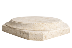 uma volta pedra base com uma chanfrado Beira e suave superfície, esculpido a partir de pálido pedra, destacando sutil marmoreio padrões png