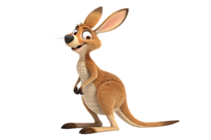 A kangaroo leans slightly forward, sporting an excited expression. The detailed fur and smooth animation style give it an endearing look png