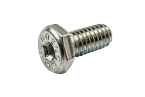 A steel hex bolt with a distinctive inner groove, compact design, and rugged threading for precision fittings in various machinery png