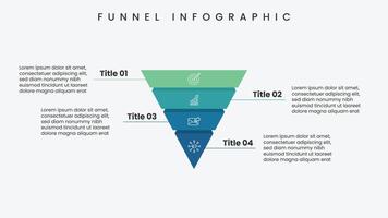 Funnel infographic template with 4 options and icon vector