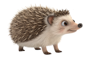 A wide-eyed hedgehog with expressive features and realistic quills. Its slightly turned head conveys a sense of wonder and readiness to explore png