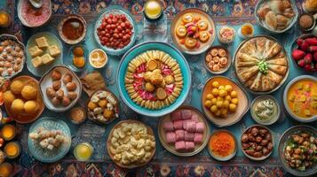 A large table with many different types of food photo