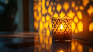A candle is lit in front of a window photo