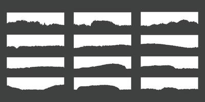 Collection of twelve unique horizontal torn ripped paper sheets. vector
