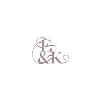 bold serif initial calligraphy EK elegant and luxury concept wedding concept monogram letter vector