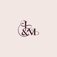 bold serif initial calligraphy wedding concept monogram letter elegant and luxury concept IM vector