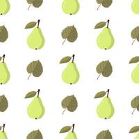 Green pear and leaf pattern vector