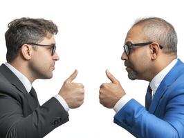 Two Businessmen in Suits Give Thumbs Up photo