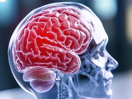 Detailed 3D Rendering of Human Brain Anatomy photo