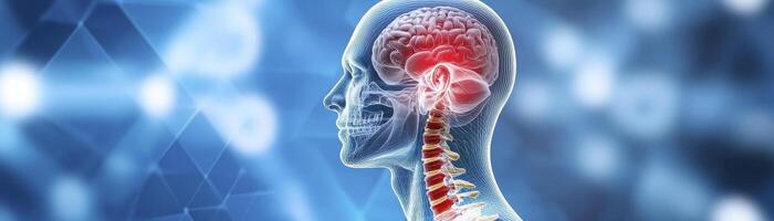 Digital Rendering of Human Brain and Spine photo